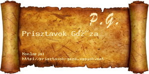 Prisztavok Géza névjegykártya